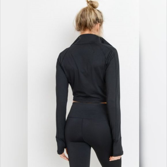 Zip-Up Crop Active Jacket with Thumbholes - Picture 4 of 7